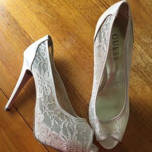 Tan, Lace GUESS Heels